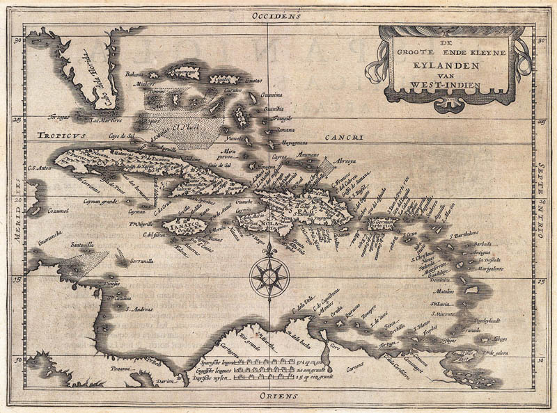 West Indische eilanden 1632 Mercator